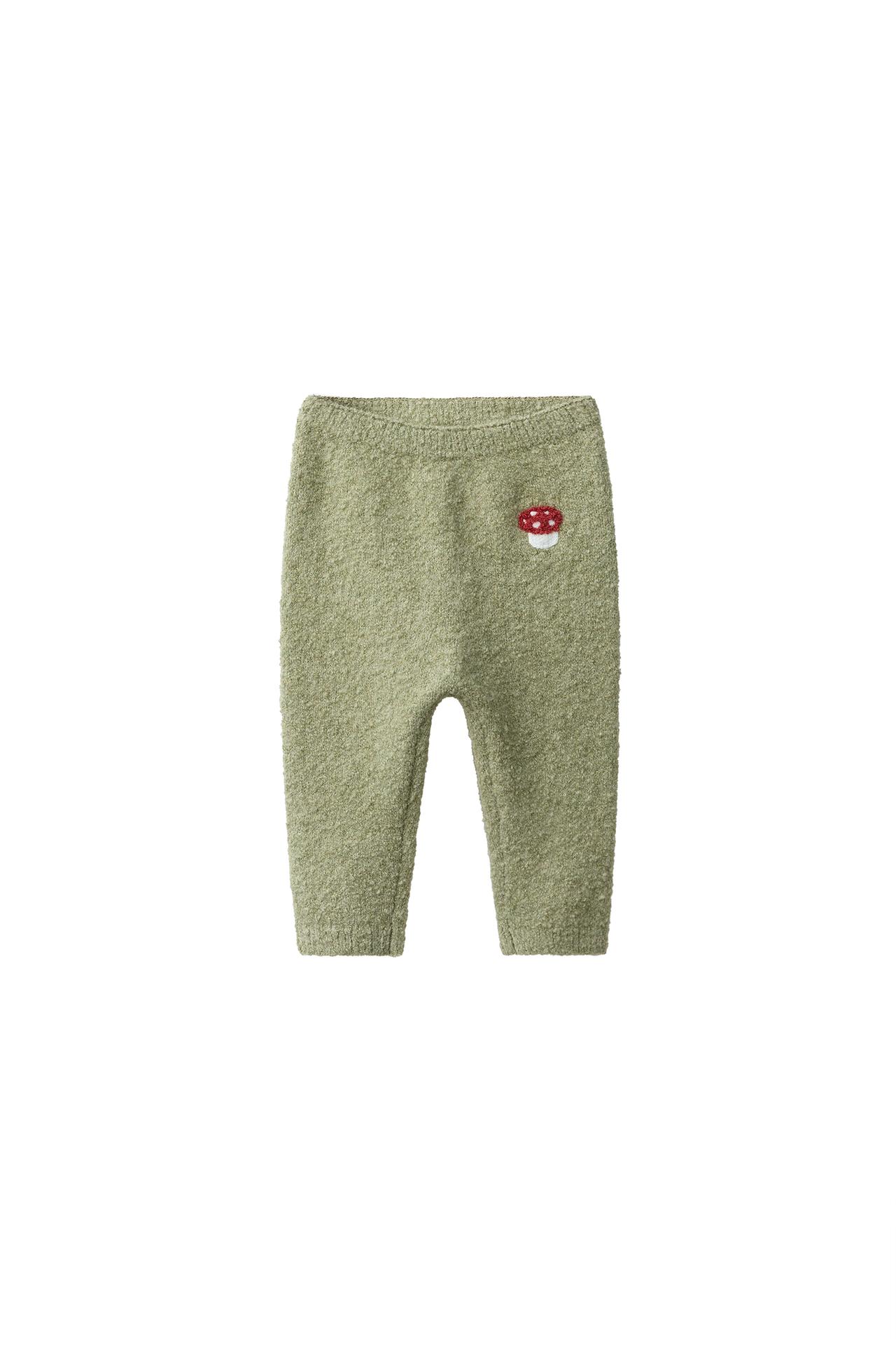 EMBROIDERED MUSHROOM KNIT TROUSERS