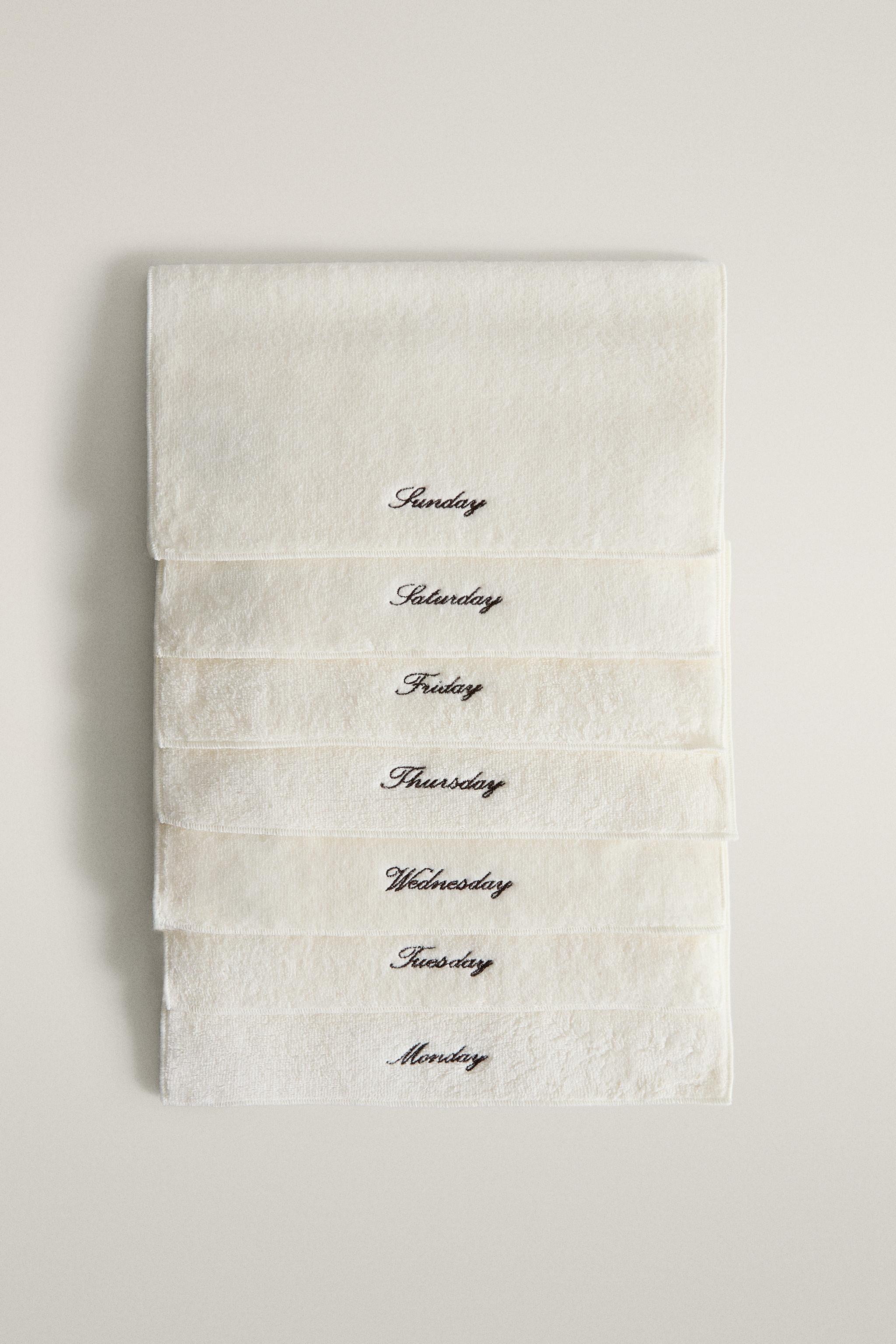 ZARA  タオルセット PACK OF COTTON HAND TOWELS WITH DAYS OF THE WEEK (PACK OF 7