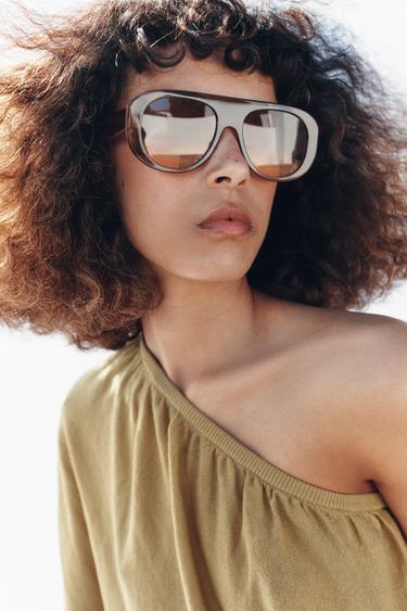 ASYMMETRIC KNIT TOP - Light beige by Zara - Image 3