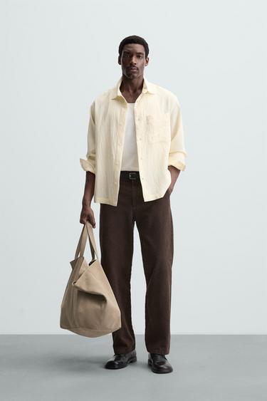 PANTALÓN STRAIGHT FIT ESTRUCTURA - Chocolate de Zara - Imagen 0