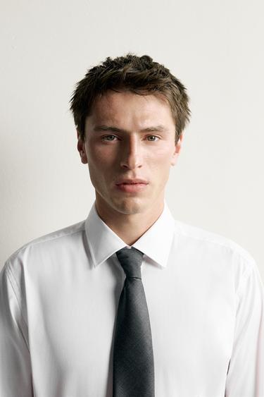 100% WOOL TEXTURED TIE — Dark gray 2