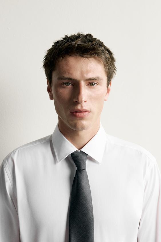 100% WOOL TEXTURED TIE - Dark grey by Zara - Image 0