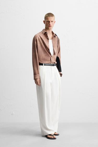 CHEMISE À RAYURES EFFET DÉLAVÉ - Marron de Zara - Image 3