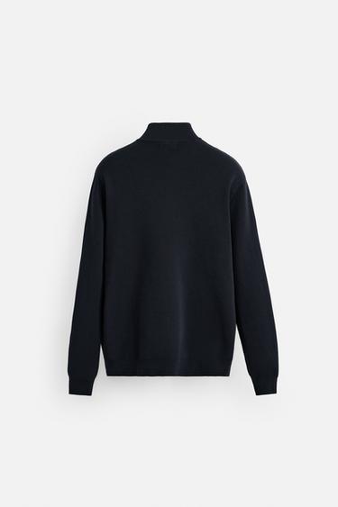 MOCK NECK CARDIGAN WITH ZIP - Navy blue by Zara - Image 7