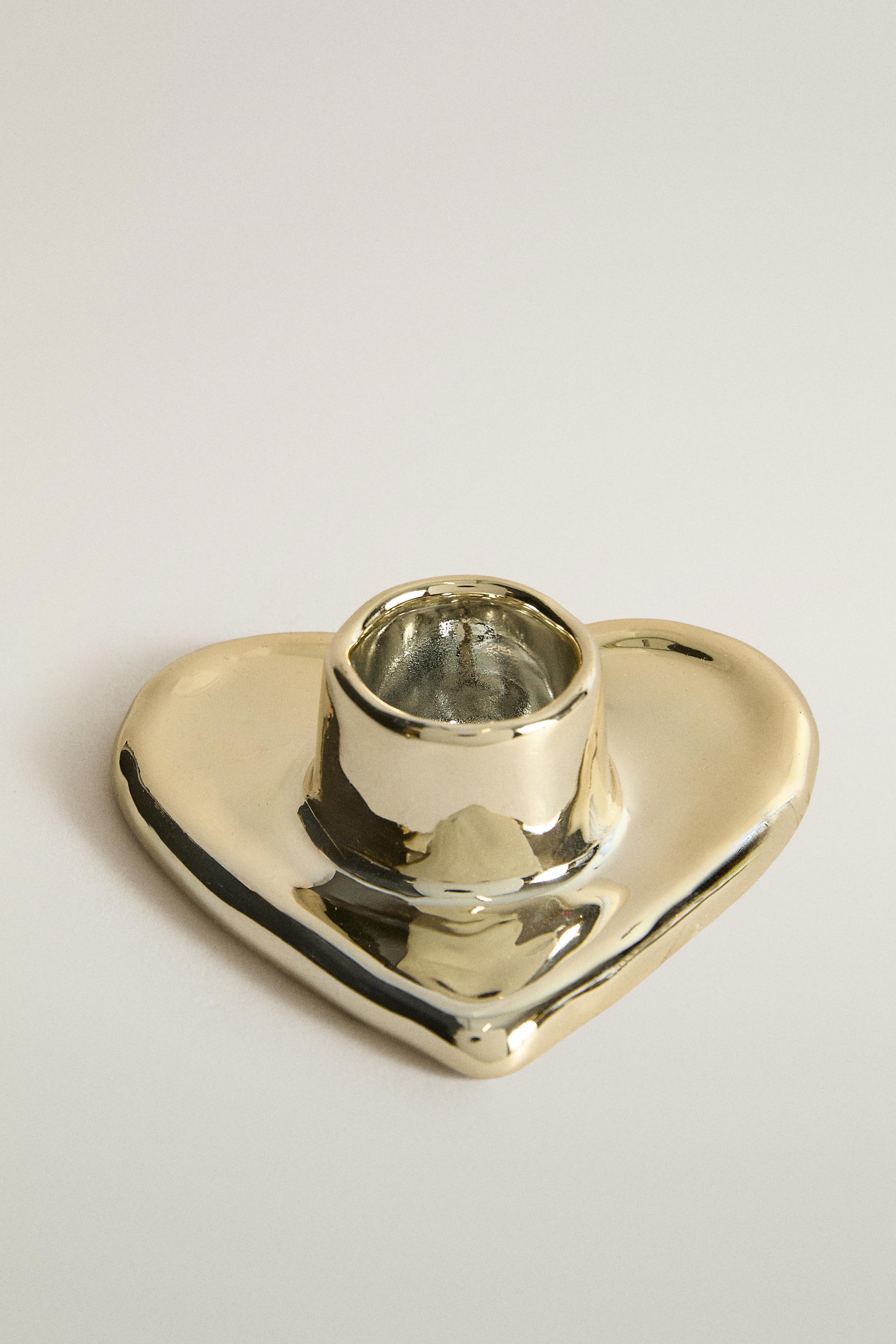 PORCELAIN HEART CHRISTMAS CANDLESTICK