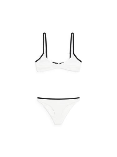 Zara Contrast texture bikini top - Oyster-white