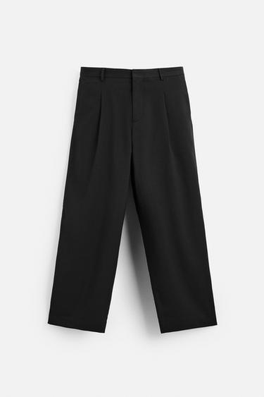 Zara TEXTURED SUIT PANTS - Black