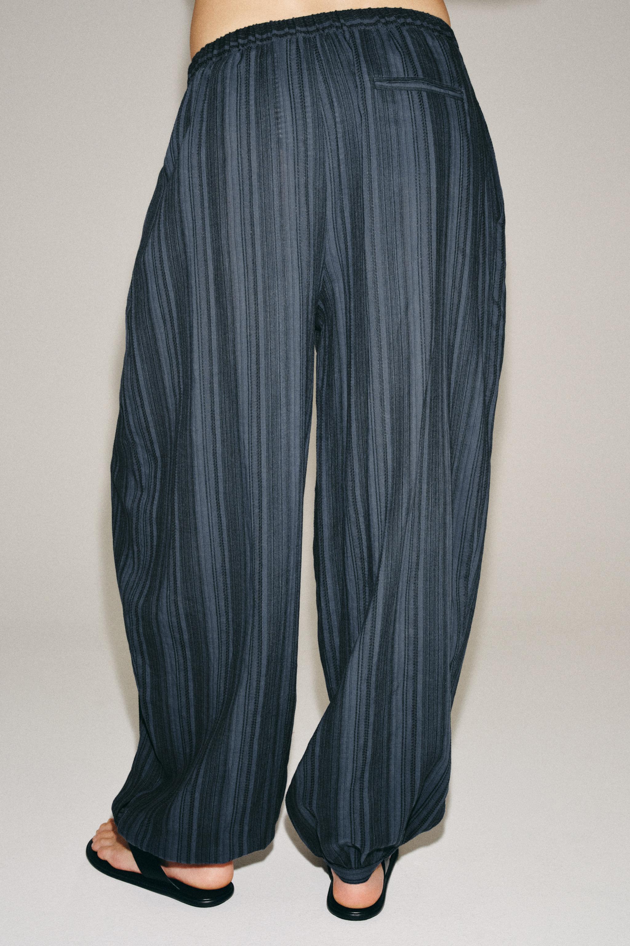 Женские брюки Zara ZW COLLECTION STRIPED BLOOMER PANTS — фото 6