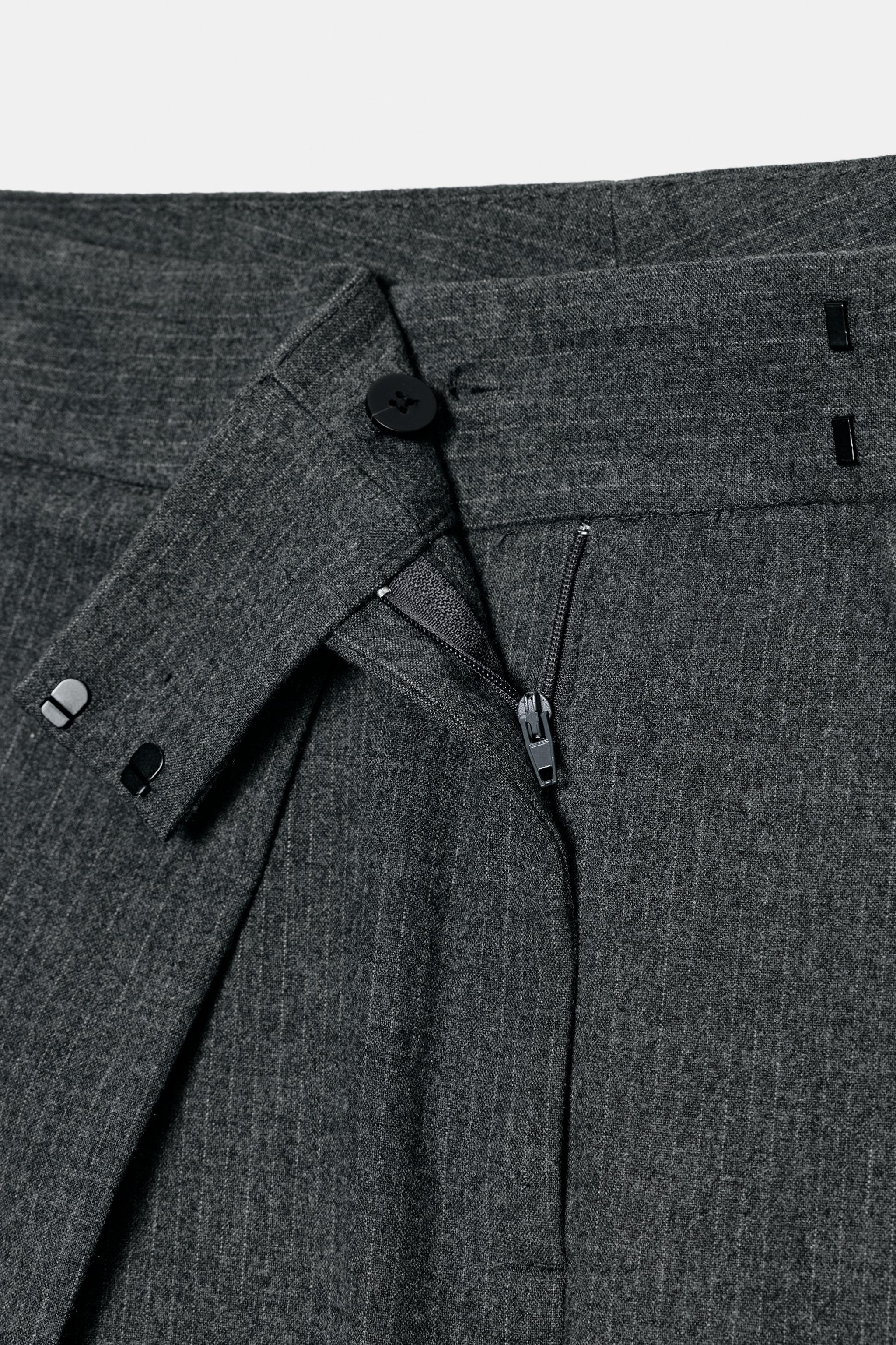 PANTALON WIDE LEG RAYURE CRAIE À PINCES ZW COLLECTION