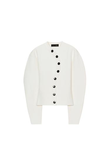 DOUBLE-BREASTED KNIT CARDIGAN - White by Zara