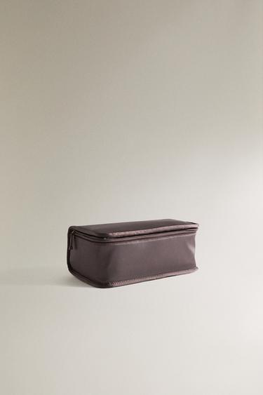 SATEEN OBJECT HOLDER WASH BAG - Chocolate Brown by Zara - Image 1