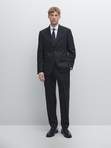 Americana traje mezcla lana - Marino de Zara - Imagen 0