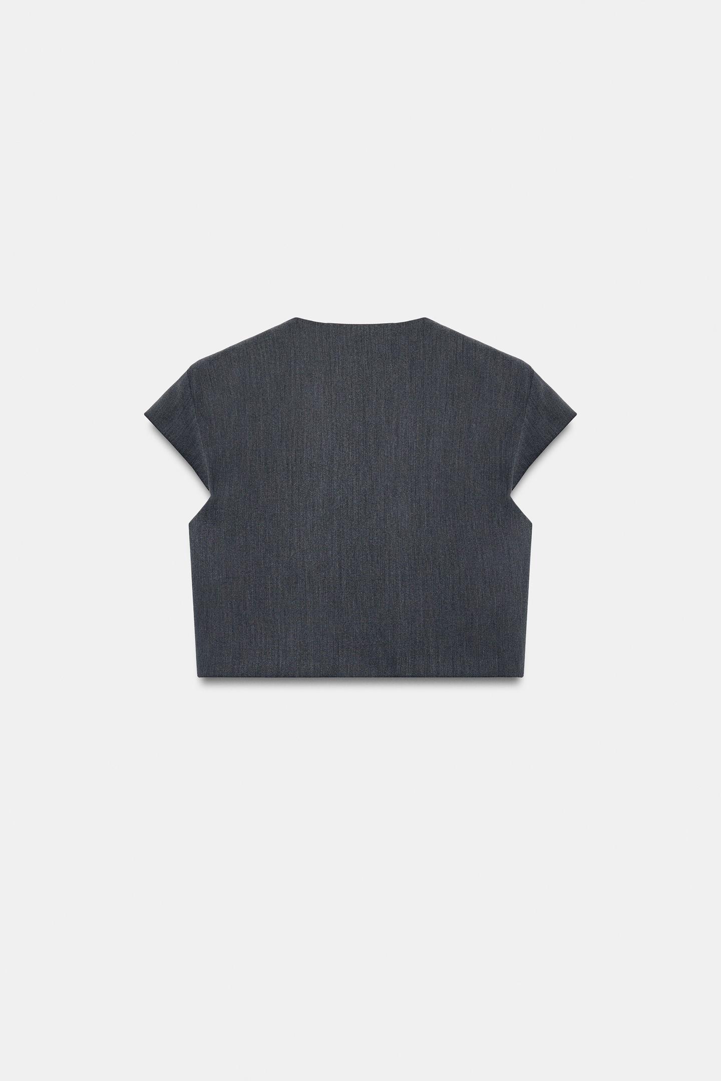 Женский топ Zara Two-Piece Crop Top, цвет: Тёмный серый — фото 5
