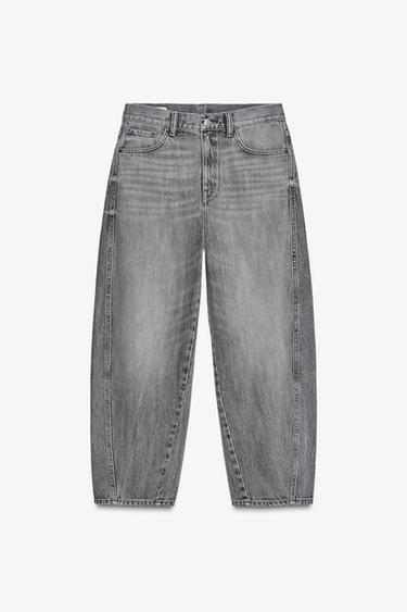 HIGH-WAISTED CROPPED TRF JEANS - Grey by Zara