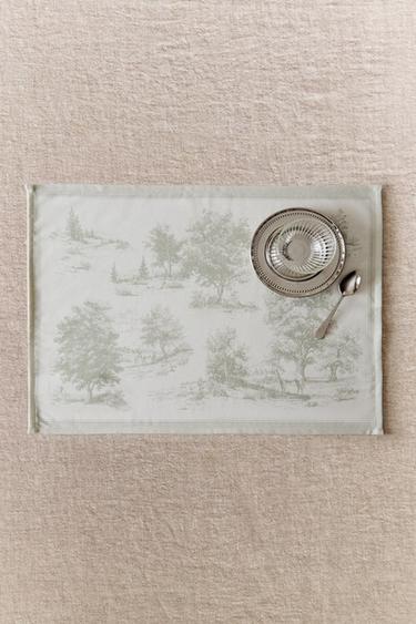 SET OF TOILE DE JOUY HORSE PRINT PLACEMATS (SET OF 2) - Greenish by Zara