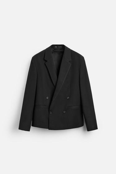 BLAZER CROPPED FIT CON VISCOSA - Negro de Zara