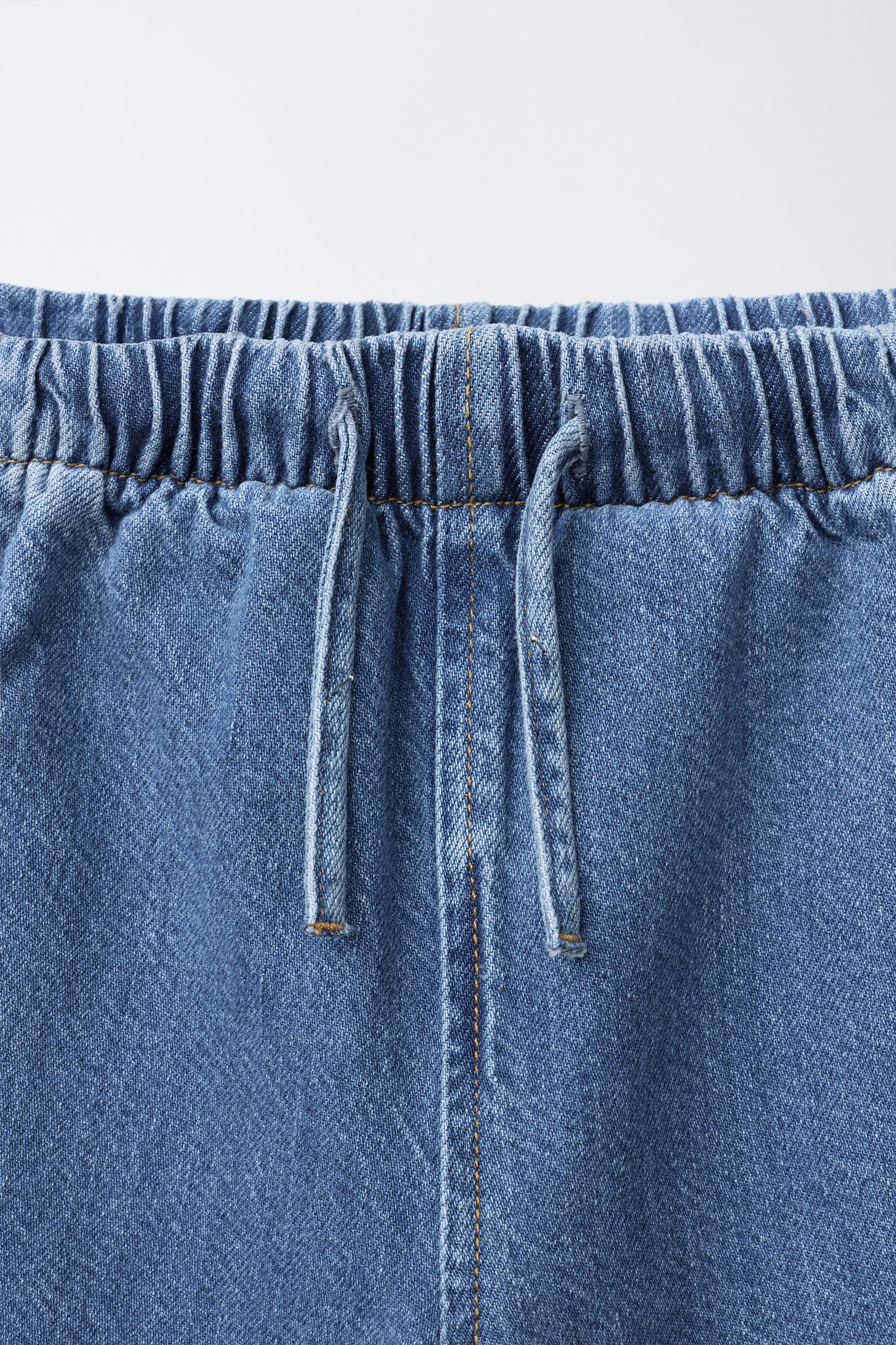 コード付きワイドレッグデニムパンツ - ブルー | ZARA Japan / 日本