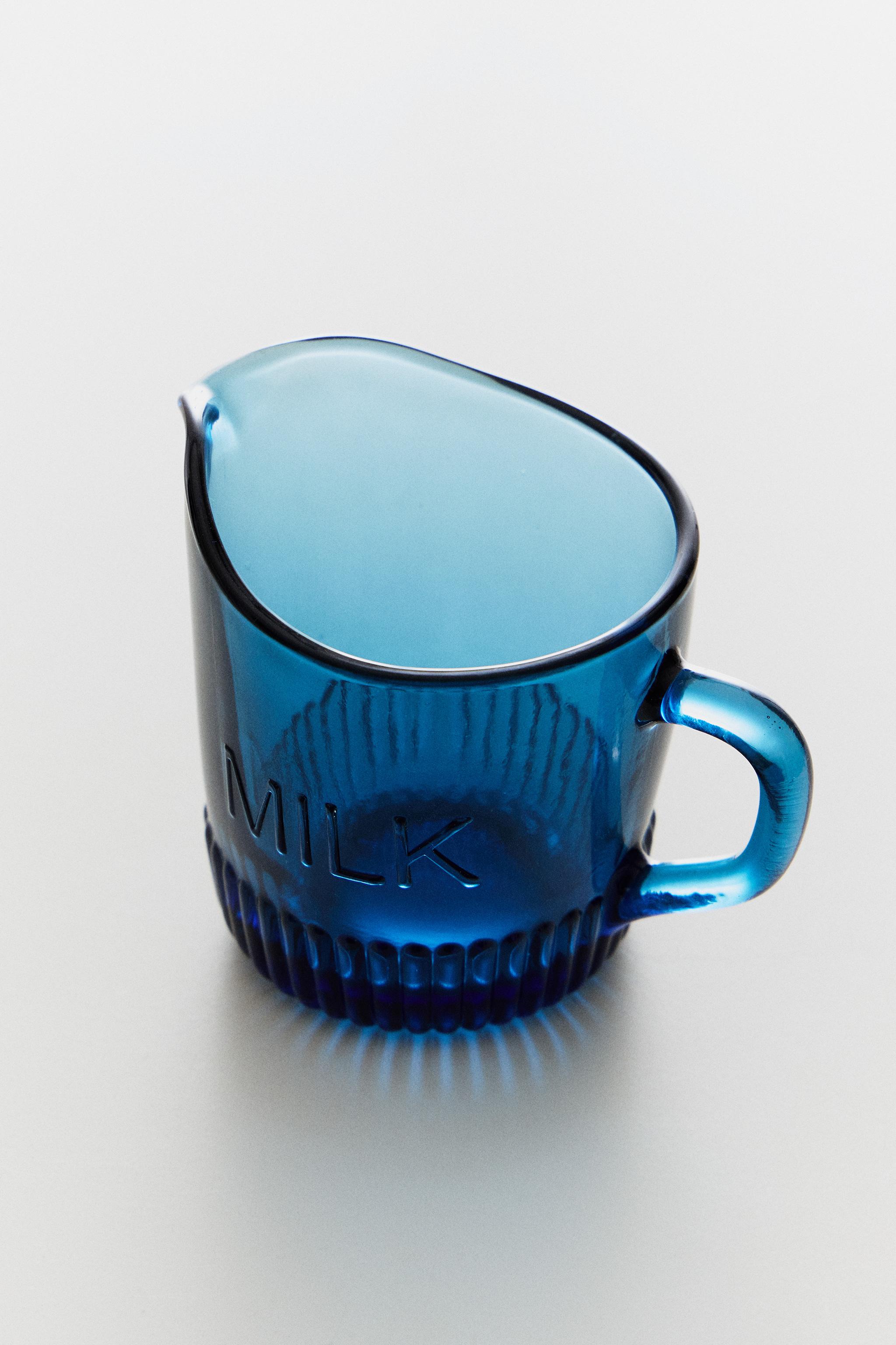 GLASS MILK PITCHER — Blue