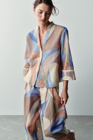 PRINTED WIDE-LEG TROUSERS - Multicoloured by Zara