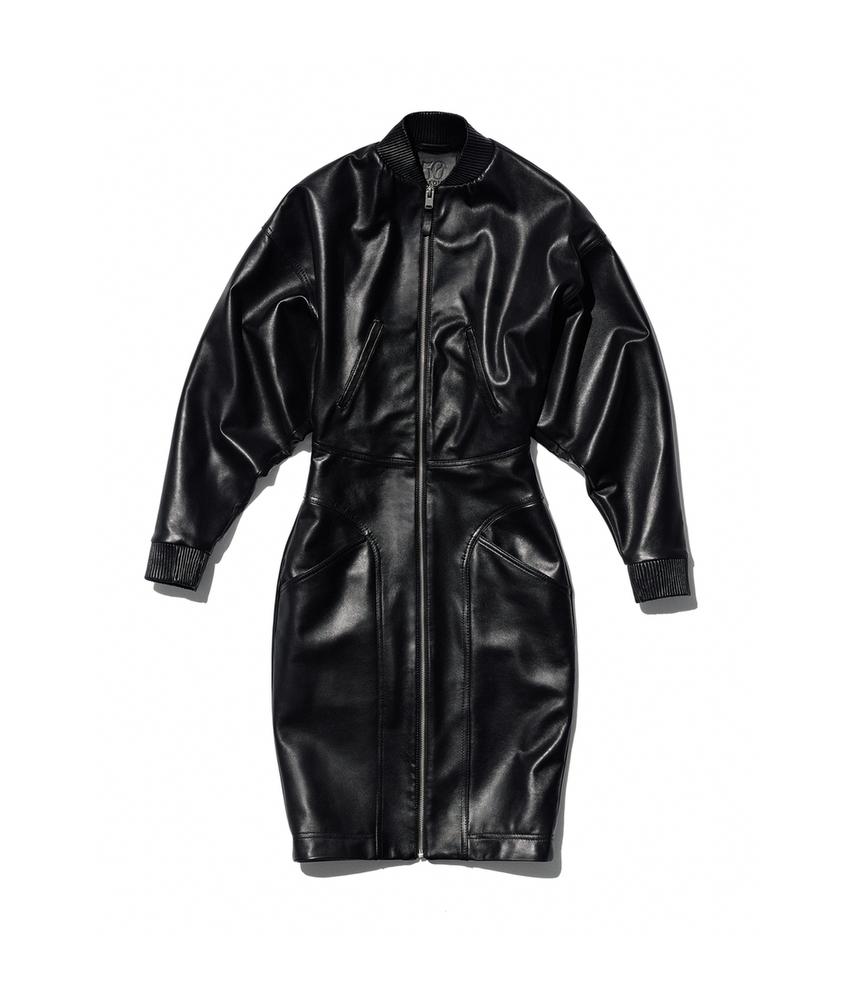 leather tee shirt dress Zurich Pleated Waist Shirt Dress Faux Leather Black