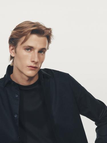 Zara Regular fit twill shirt - Navy blue