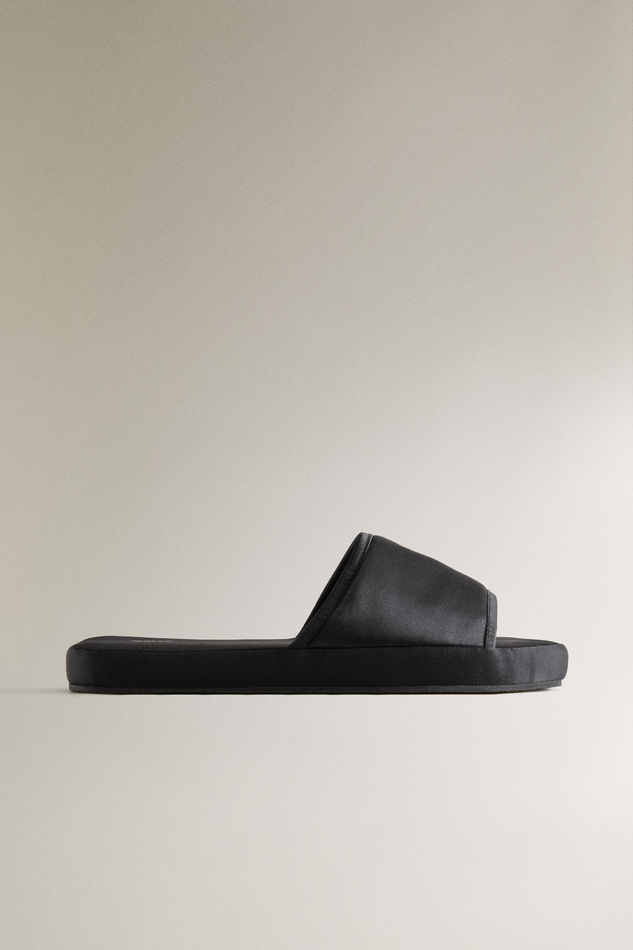 SATEEN FLATFORM SLIDER SLIPPERS - Black | ZARA United States