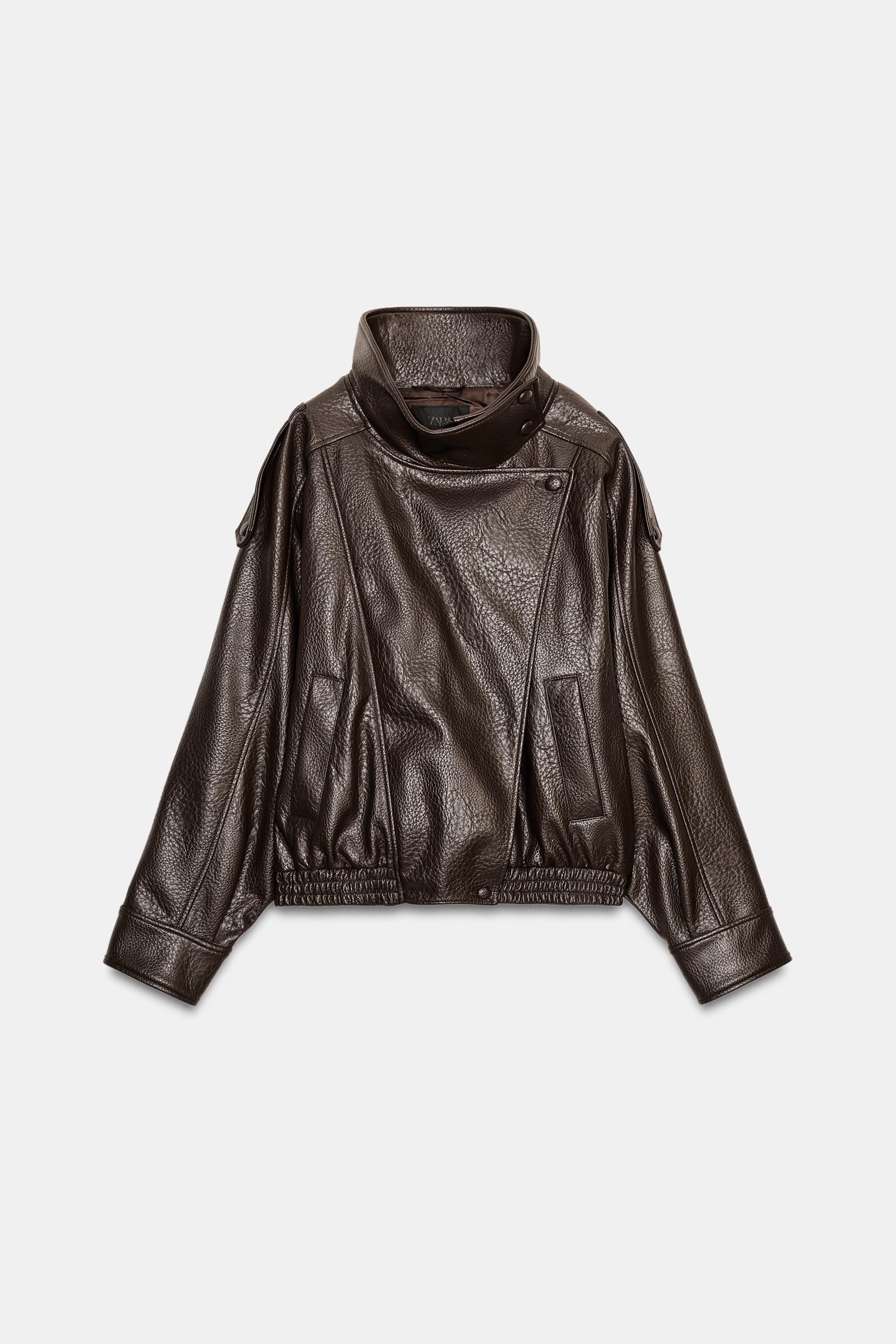 フェイクレザーバイカージャケット - ブラウン | ZARA Japan / 日本