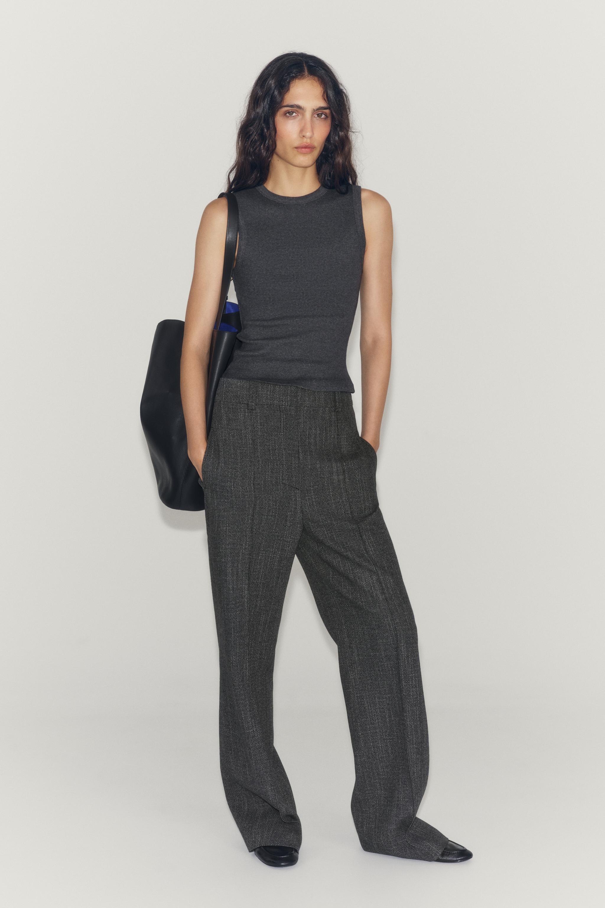 RIBBED TANK TOP — Gray marl