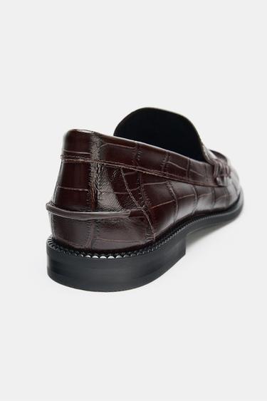 EMBOSSED LEATHER LOAFERS - Brown by Zara - Image 5