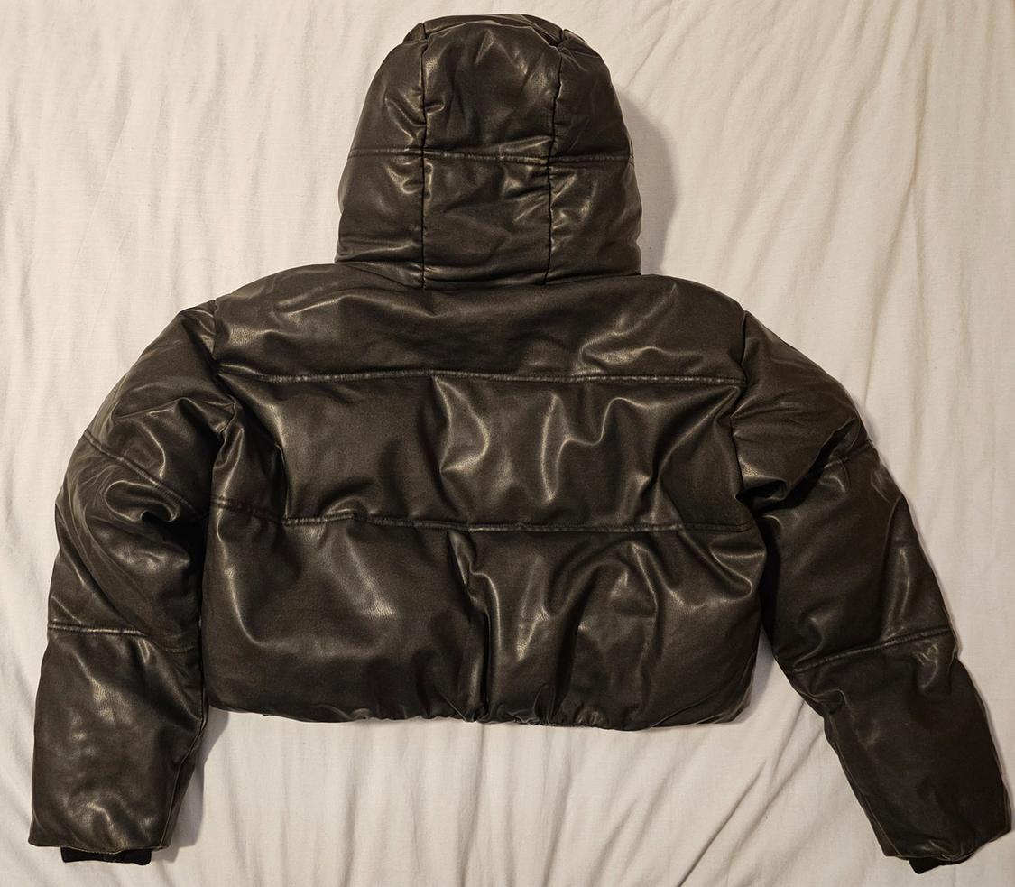LEATHER EFFECT SHORT PUFFER ANORAK - Image 2