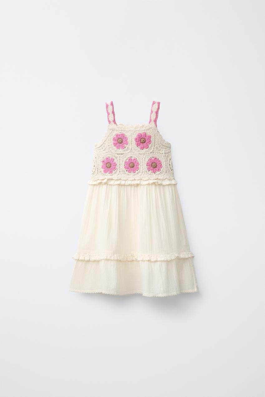 zara long floral knit dress Zara NWT New Zara Cable Knit Embroidered Floral Pink Dress Size
