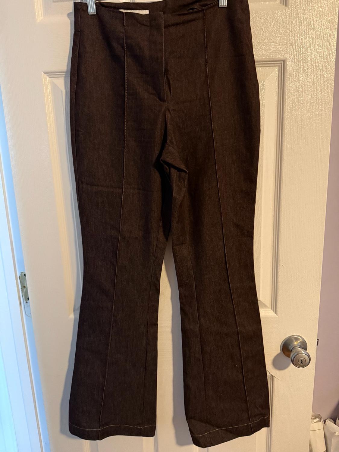 CONTRAST STITCH SEAM FLARE PANTS - Image 2
