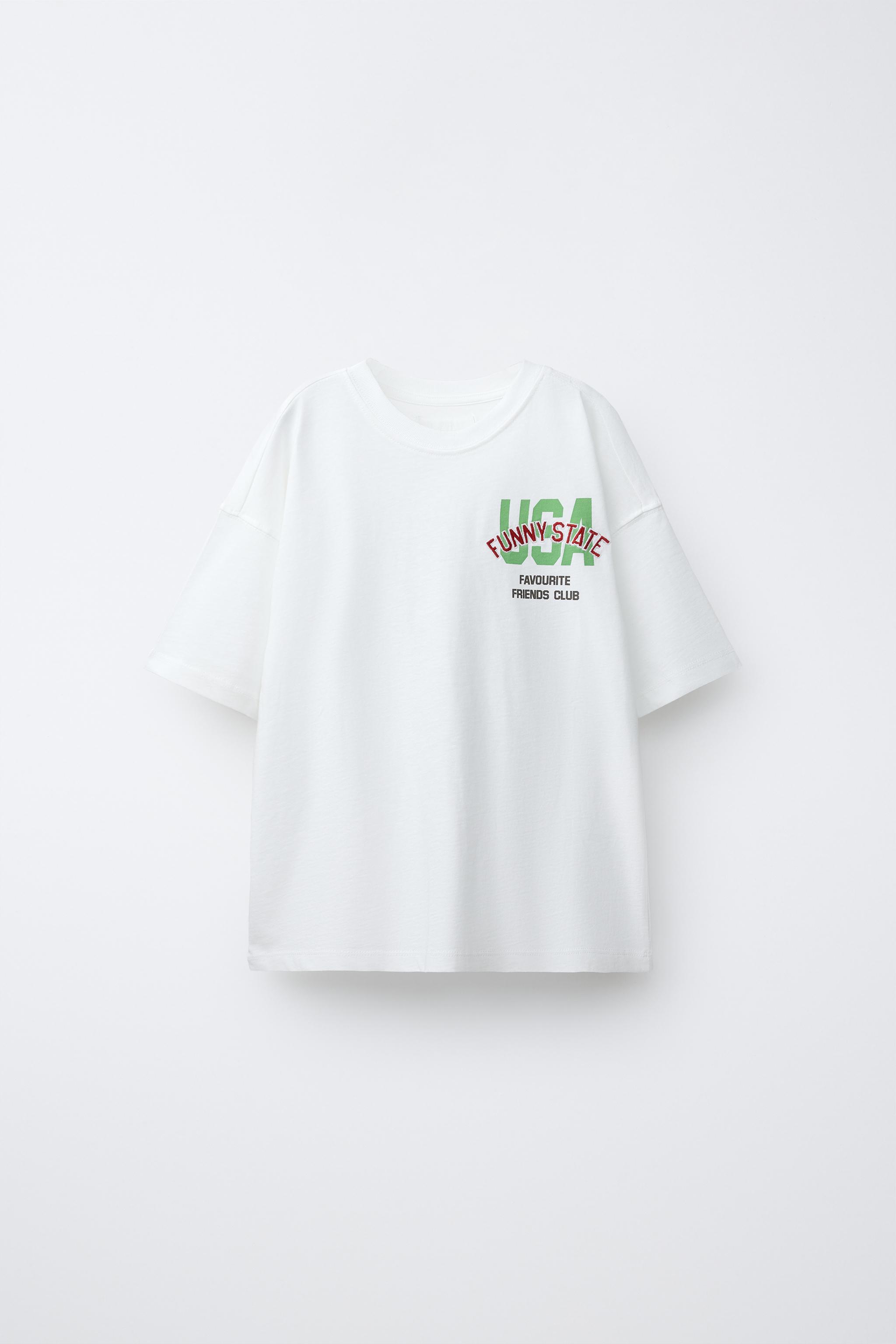 SLOGAN PRINT T-SHIRT — Light ecru
