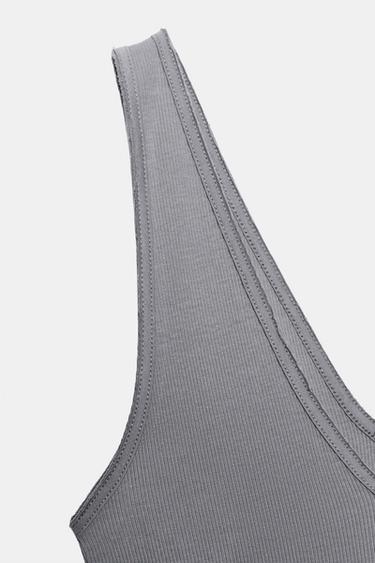 TOP COL EN V CÔTELÉ - Bleu / Gris de Zara - Image 3