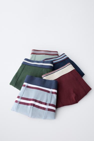 AGES 6-14 / PACK OF FIVE PAIRS OF STRIPED AND NUMBERED BOXERS - Multicoloured by Zara - Image 5