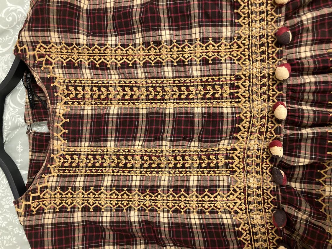 CHECKED DRESS WITH POMPOMS - Image 5