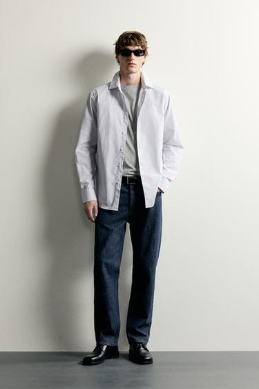 CAMISA SLIM FIT CUADROS - Gris perla de Zara - Imagen 0