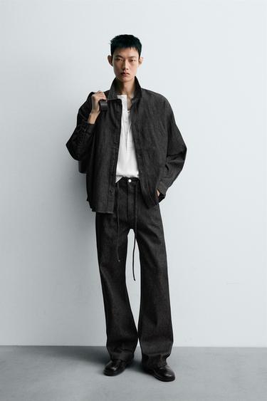 Zara 寬鬆版型丹寧襯衫 - 灰色