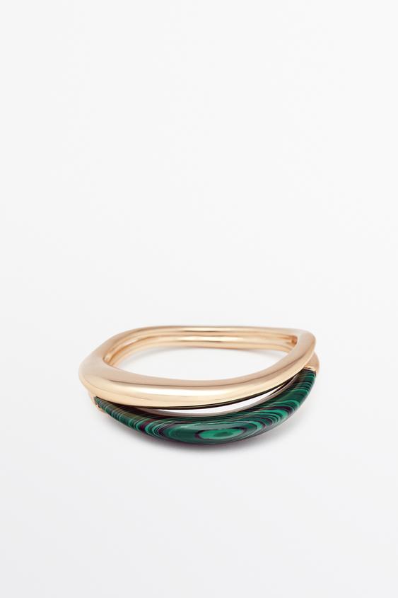 Zara Double malachite bracelet - Golden - Image 0