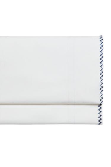 FLAT SHEET WITH EMBROIDERED BORDER - Oyster-white by Zara