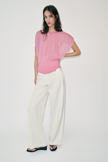Zaras KOMBINERAD GEORGETTE-TOPP - Rosa
