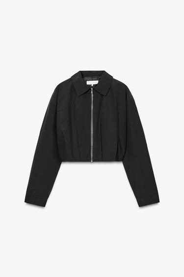КОРОТКАЯ КУРТКА СО СКЛАДКАМИ — ЧЕРНЫЙ от Zara
