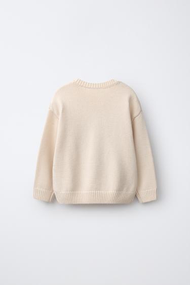 EMBROIDERED DOG KNIT SWEATER — Ecru 2