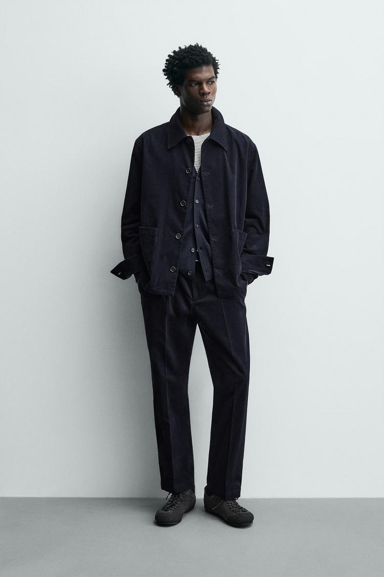 ZARA LIGHTWEIGHT CORDUROY REGULAR FIT TROUSERS