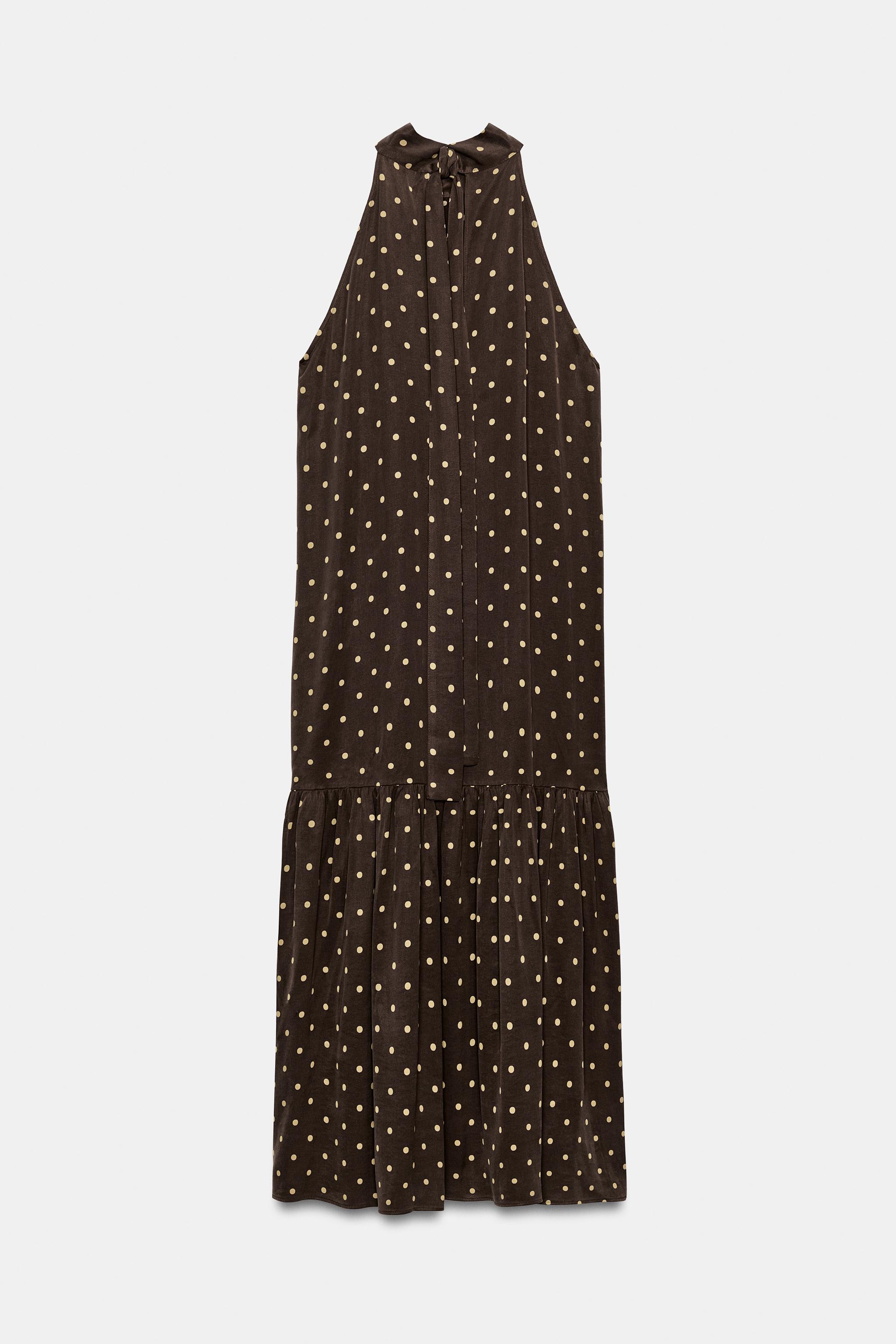 ZW COLLECTION HALTER POLKA DOT DRESS - Brown / Ecru | ZARA United States