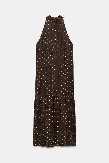 ROBE HALTER À POIS ZW COLLECTION - Marron / Écru de Zara - Image 5