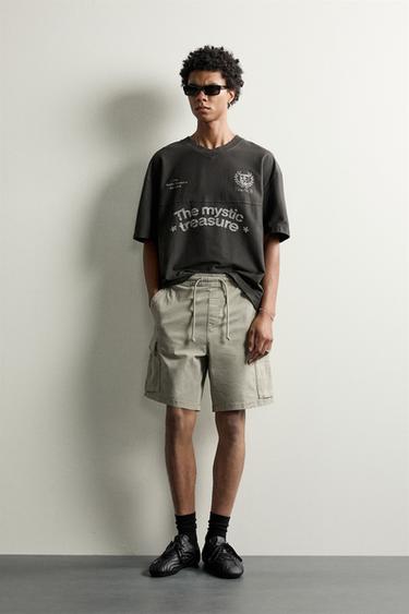 BERMUDA CARGO RELAXED FIT LAVADO - Khaki de Zara - Imagen 0