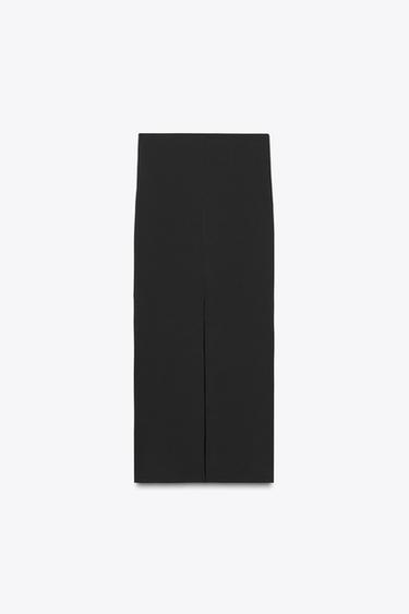 FALDA MIDI TEXTURA - Negro de Zara