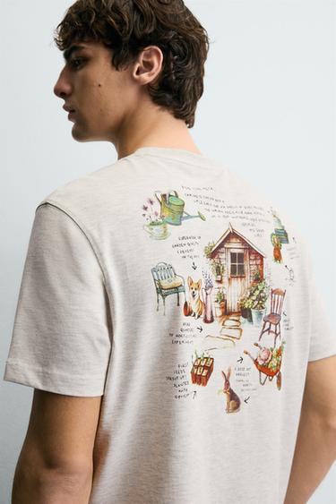 CONTRAST PRINT T-SHIRT - Grey marl by Zara - Image 5