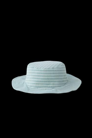 Zara STRIPED BUCKET HAT - Sea green